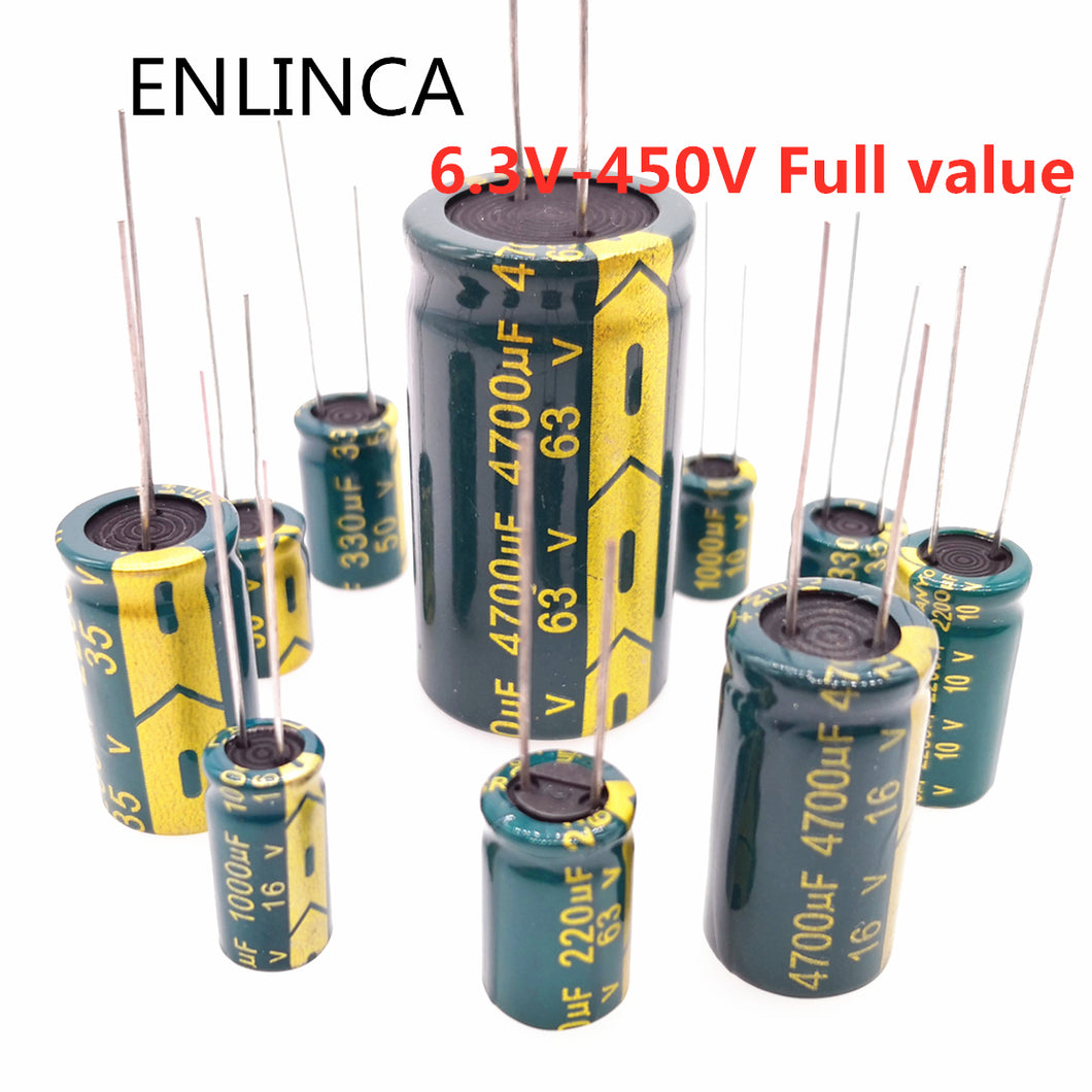 2-100pcs 10V 16V 25V 35V 50V 100V 400V 20% High Frequency Capacitor 100UF 220UF 330UF 470UF 680UF 1000UF 1500UF 2200UF 3300UF